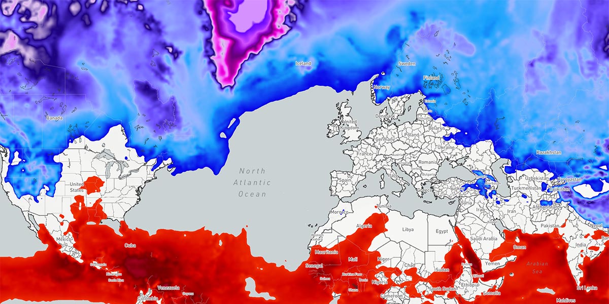 Map with heat-index and wind-chill