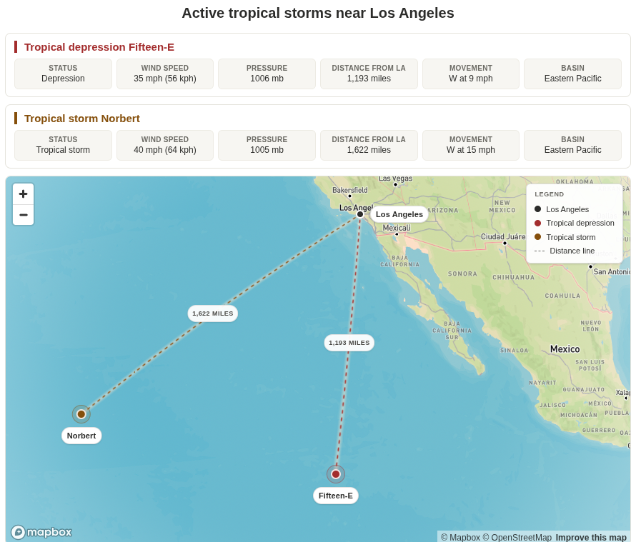 Tropical storms near location example