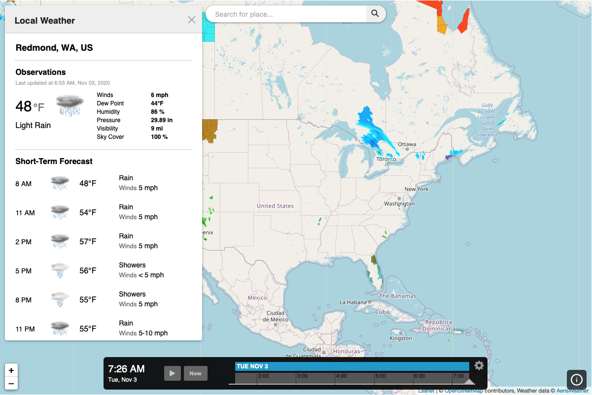 Panels with interactive map example