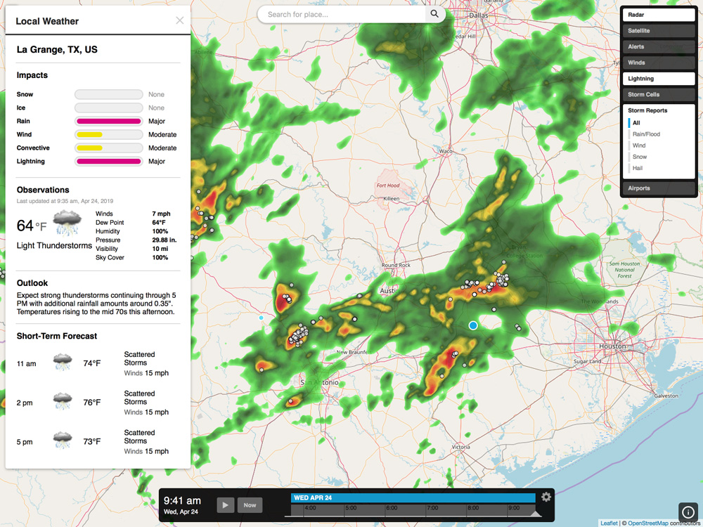 Interactive map application using the Leaflet JS mapping library