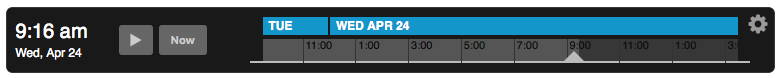 Timeline panel component of the interactive map application